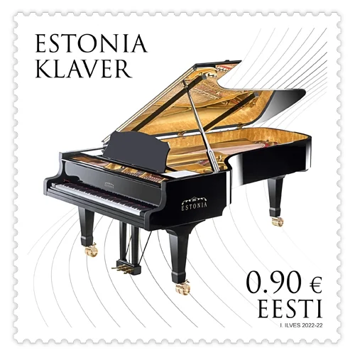 Sello postal conmemorativo de Estonia de 0.90 € dedicado al piano de cola Estonia